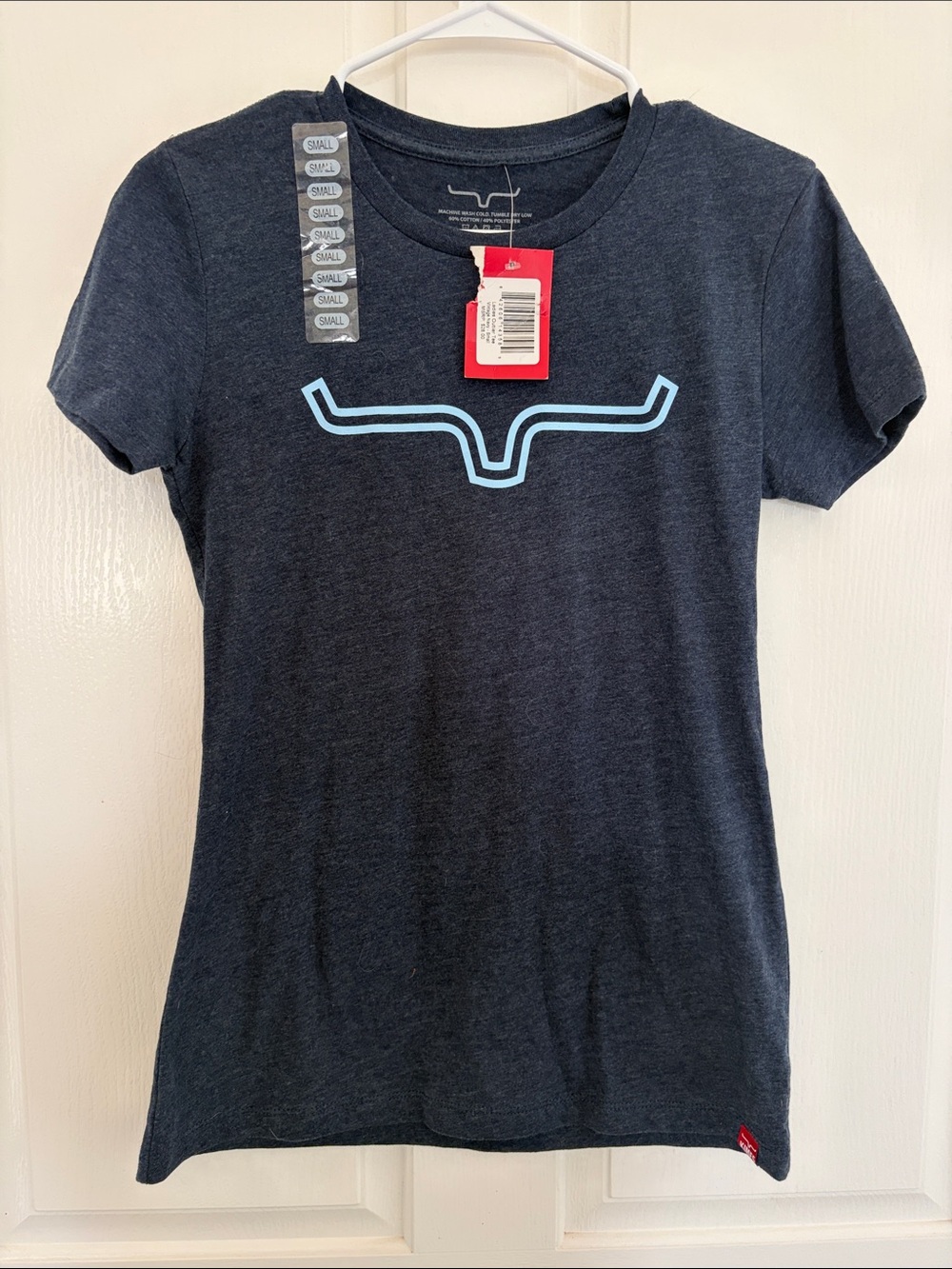 Kimes Ranch Dark Heather Navy Short Sleeve Tee with Light Blue Logo